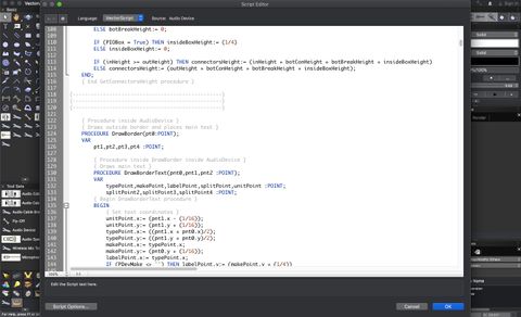 Screenshot of the code for the Audio Device tool in Vectorworks.