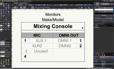 Screenshot of the Audio Device tool in Vectorworks.