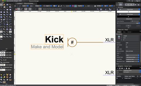 Screenshot of the Microphone tool in Vectorworks.
