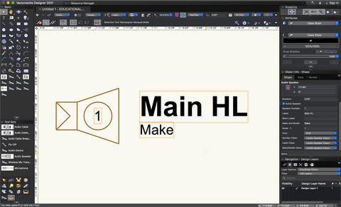 Screenshot of the Audio Speaker tool in Vectorworks.