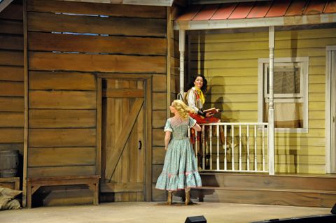 Closer view of shack and farm house for Elixir of Love during show.