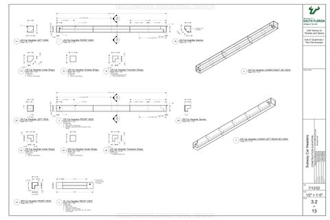 Construction Elevation for the subway car headers in The Dutchman and The Owl Answers.