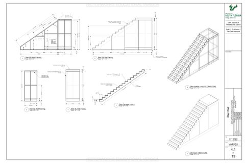 Construction Elevation of the stair unit for The Dutchman and The Owl Answers.