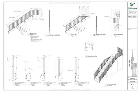 Construction Elevation for the stair rails for The Dutchman and The Owl Answers.