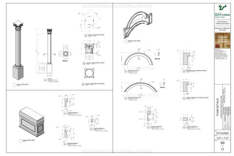 Construction Elevation for foam elements of the set for Measure for Measure used to bid out the foam work.
